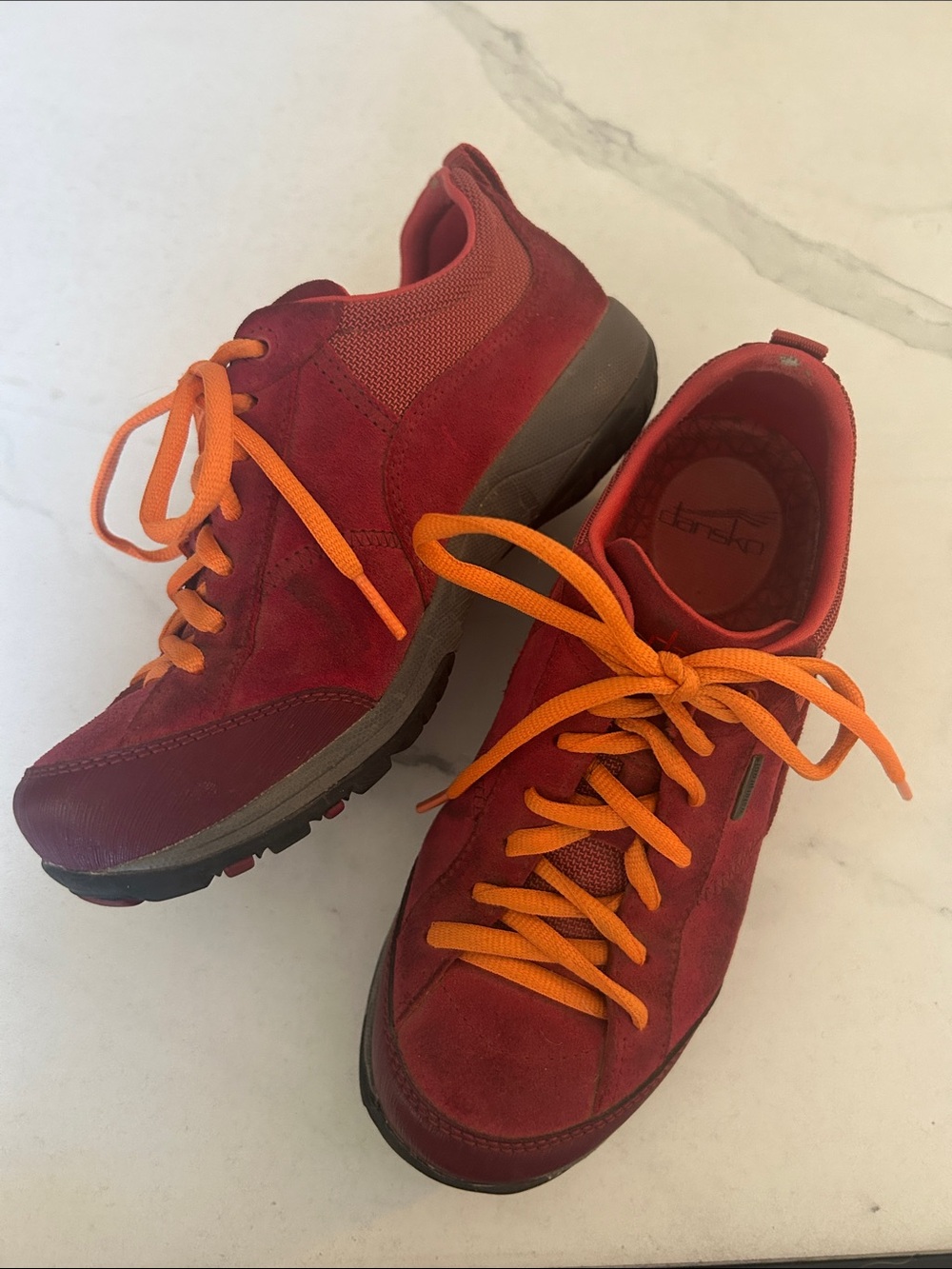Dansko Red Vibrant Orange Laces Walking Shoes Size 6